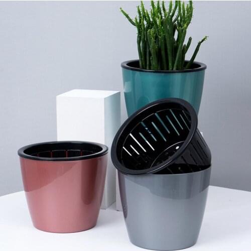 Double Wall Absorption Automatic Water Absorption No Watering Flower Plant Pot Planter Essential for Business Travelers