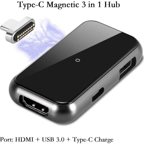 USB C to USB with PD charging adapter Magnetic Hdmi 4k compatible Adapter type C 3 in 1 Hub 20Pins converter for MacBook Pro