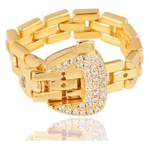 925 Sterling Silver Gold Chain Zircon Rings Gift For Women Geometric Design Minimalist Adjustable Ring Finger 2021 Trend Jewelry