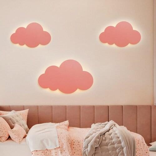 Creative Cartoon Clouds Wall Lamp Led Light for Bedroom Pink White Blue Wall Lights Kids Room Home Decor Bedroom Bedside Light