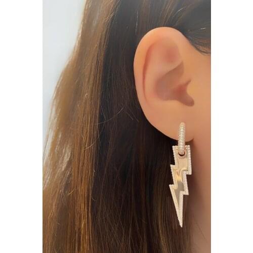 Summer Hot Selling Micro Pave CZ Lightning Charm Dangle Earring For Female