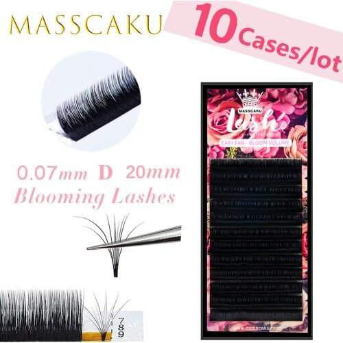 MASSCAKU hot sale Individual Easy Fanning Blooming Eyelash Extension Fan one second fan lash 0.03 0.05 0.07mm Thickness