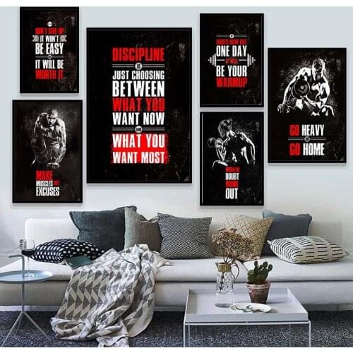 Muscle Bodybuilding Fitness Motivational Quotes Art Canvas Painting Poster Wall Picture Print for Home Gym Office Decor