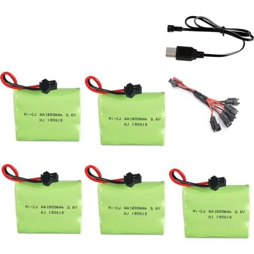3.6V 1800mah NIMH Battery and 3.6v usb Charger For Rc toy Car Boat Tank Gun NI-CD AA 3.6v Rechargeable Battery Pack