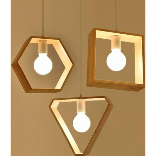 Nordic Minimalist LED E27 Pendant Lights Modern Wooden Hanging Lamps Luminaire Suspension Home Living Room Decor Bedroom Light
