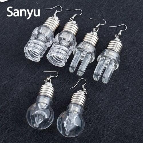 New Style Hot Fashion Design Transparent Bulbs Tubes Drop Earrings Exaggerated Cololul Lighting Earrings for Women Punk Brincos