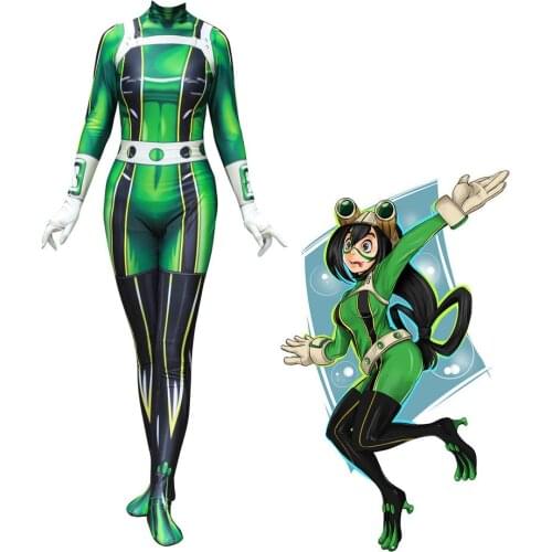New Anime 3D Women My Hero Academia Asui Tsuyu Cosplay Costume Zentai Bodysuit Suit