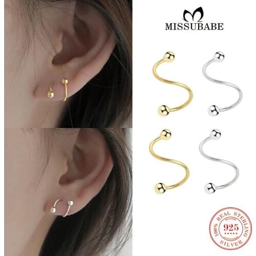 Hoop-Earrings S925 Sterling Silver S Rotary Ear hoops Screw Ball Stud Earring High Quality New Fashion Jewelry for Women Girls