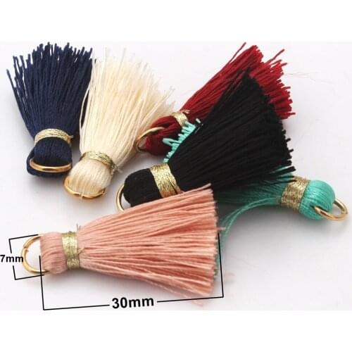 Olingart 12Pcs/lot 3cm Mini Colorful Silky Tassels Charms Pendant Drop Earring Tassels for Jewelry DIY Boho Bracelet Necklace Gr