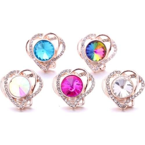 Snap Jewelry Heart Crystal 18mm Ginger Snap Buttons DIY Bracelet Necklace Jewelry Making ACC for Women Christmas Gift