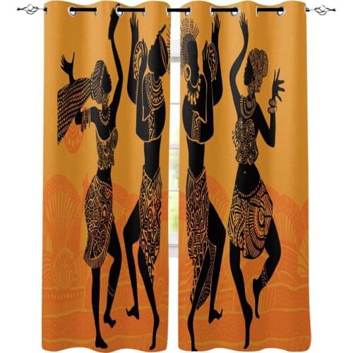 Papua African Dance Women Printed Window Curtains Living Room Bedroom Curtains Polyester Cloth Home Decor