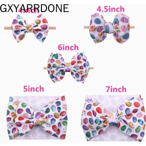 10pcs 2020 New Easter Eggs Bows Print Waffle Wide Stretch Headband Toddler Baby Girl Festival Hair Band DIY Hair Accessories