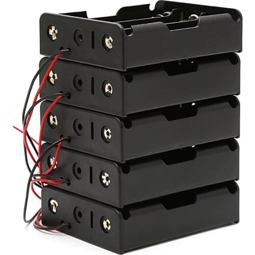 5 Pcs 3x18650 Rechargeable Battery 3.7V Clip Holder Box Case With Wire Lead