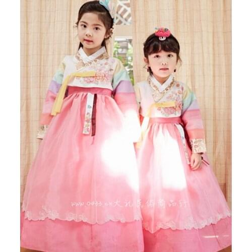 Girls Hanbok Dress Custom Korean Traditional Hanbok Dress for Children Dance Hanbok Stage Costumes