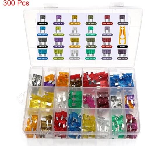 300pcs 5/7/10/15/20/25/30A Fuse Car Blade Fuse Assortment Assorted Kit Mini Small Size Blade Set Auto Truck Automotive Fuse