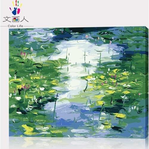 Coloring by numbers Claude Monets paintings Kinds of Water Lilies,impression,Lotus pictures paints by numbers with colors diy