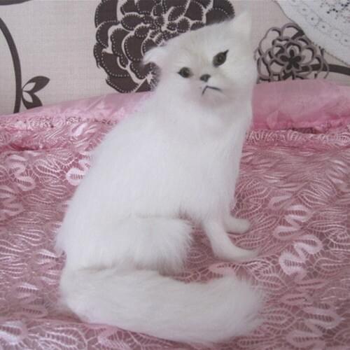 Fancytrader Realistic Emulational White Fox Toys Made of Plastic and Furs Doll Home Decoration 15cm 6inch