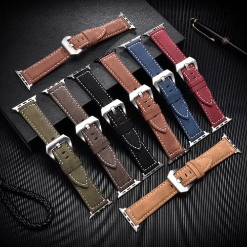 Vintage Leather Watch Strap for Apple Watch Accessories 40mm 44mm Series SE 6 5 4 3 Watchband 38mm 42mm for iwatch Straps