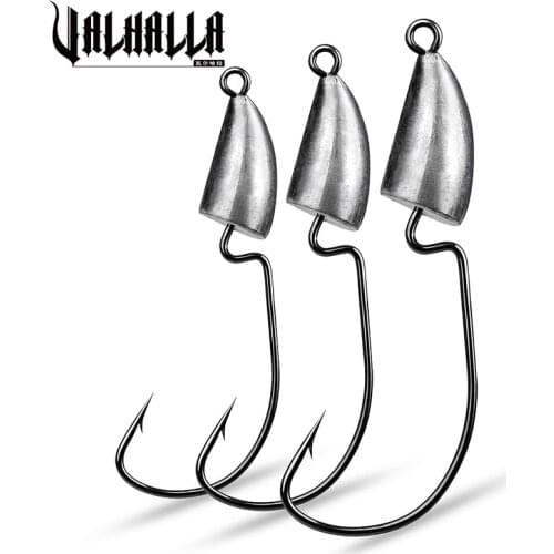 VALHALLA 100pcs JIG Fishing Hooks Wide Crank Offset Fishhook For Soft Lure 5/7/10/14g Barbed Carp Fishing Hook Fishing Tackle