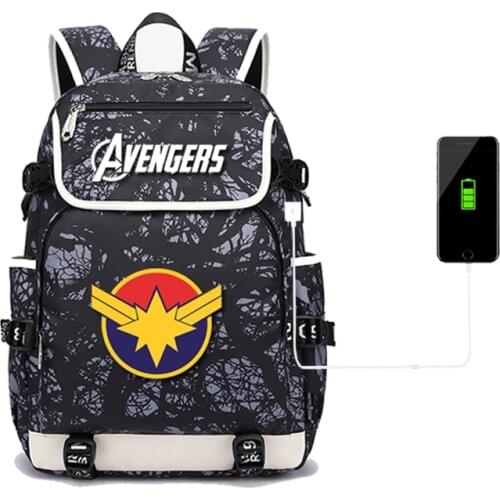 MARVEL Large capacity waterproof bookbag USB Teenage Backpack fashion charging Travel Bag nylon school bag Mochila
