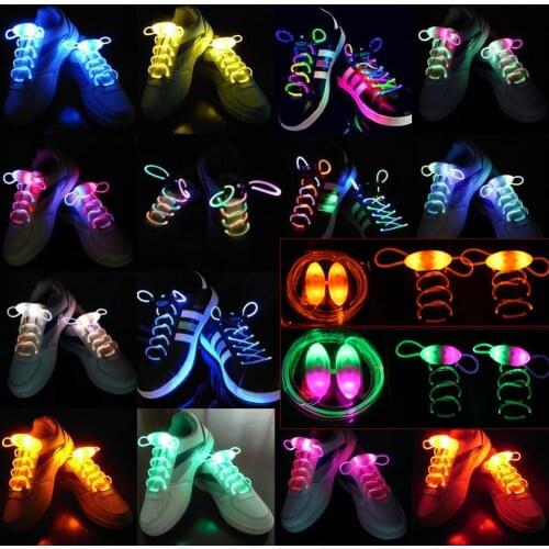 2020 Hot LED Flash Luminous Light Up Glow Strap Shoelace Shoe Laces Party Disco Decor Shoelace Athletic Sport Flat Shoe Laces