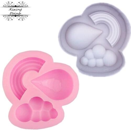 Rainbow cloud water drop shape silicone mold cake fondant decoration tool 3D Chocolate Candy Mold