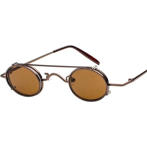 NYWOOH Men Vintage Steampunk Sunglasses Women Brand Designer Gothic Round Sun Glasses Female Male Metal Goggles