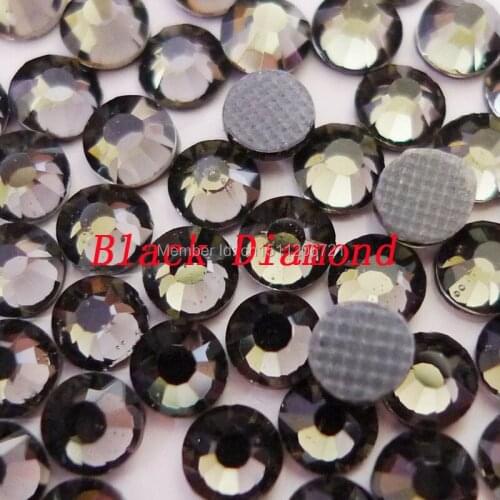 SS6-SS30 Black Diamond Flatback iron on Hot-Fix Crytal DMC Rhinestone with glue loose bead for Bag shoe Clothing nail decoration