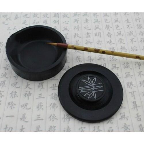 Students Calligraphy Practice Ink Stone with Cover Chinese Four Treasures of The Study Chinese Inkstone She Yan Yan Tai 10*3.6cm