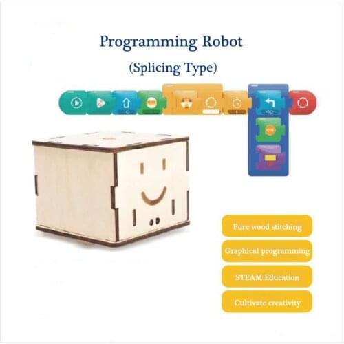 LED Light Wood DIY Square Stitching Programmable Cube Robot Kits Kids Educational Scientific Toys