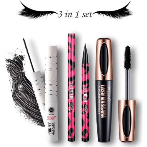 Combination Mascara Volume Waterproof Lash Extensions Almighty Mascara Free Eyeliner Super Cost-effective 3pcs/set Makeup Set