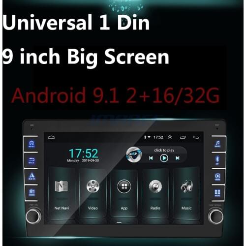 9" Universal 1Din Android 9.1 Car Radio Bluetooth Usb Camera Auto Gps 1 din WIFI USB Autoradio Carplay 2+16/32G