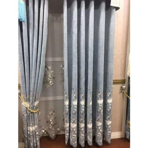 Curtain for living dining room bedroom European style luxury chenille suede embroidered villa shading home custom decoration