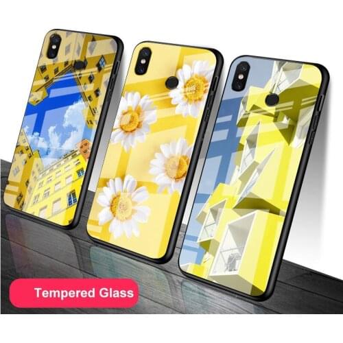 Yellow art Tempered Glass Phone Case For Redmi Note 5 6 7 8 9 Pro Note8T Note9S Redmi8 9 Cover Shell