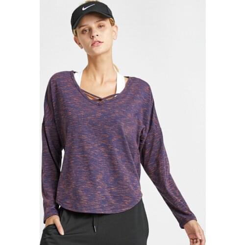 Womens Long-Sleeved T-shirt Fashion Loose Blouse Fitness Autumn Winter Quick-Drying Sports Coat Running Training Yoga Clothes