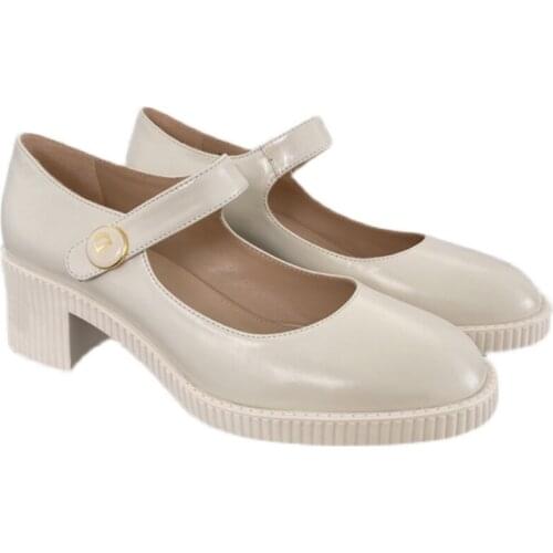 Womens shoes autumn 2021 Mary Jane womens shoes thick-soled thick heel round toe small leather shoes retro single shoes women