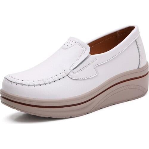 2020 Womens Spring/Autumn Shoes for Women Genuine Leather Casual Round Toe Flats Female Solid Oxford Shoes