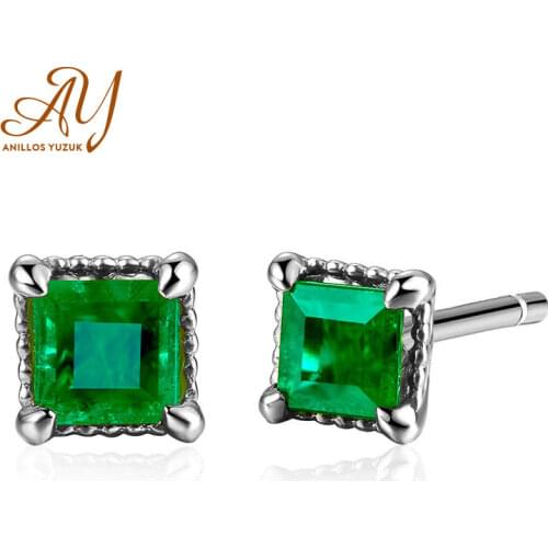 Anillos Yuzuk Vintage Square Emerald Gemstone Stud Earrings For Women Gemstones Korean Engagement Earings Party Fine Jewelry