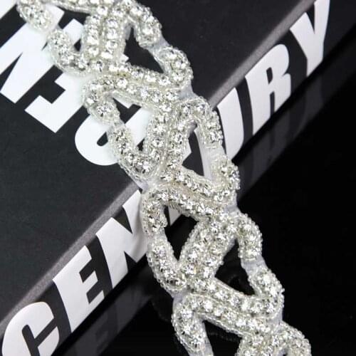 10Yards Handmade Wedding Rhinestone Trim Hot Fix Appliques Bridal Belt Sash High Quality