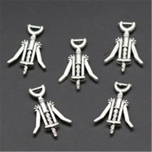 15pcs Silver Plated Bottle Opener Charms Earrings Bracelet Pendants DIY Retro Metal Jewelry Handicraft Making 26*17mm A616