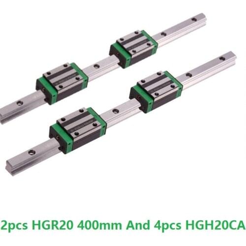 2pcs Linear Guide Rail HGR20 -L 400MM And 4pcs HGH20CA Linear Narrow Blocks CNC Router Parts