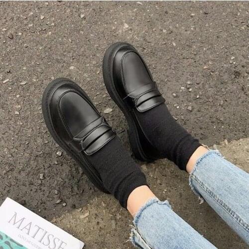 2020 Spring Autumn Women Loafers Flats Lady Slip on black Leather Moccasins Casual Female Shoes Zapatos De Mujer R12-96