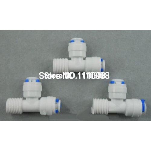 3PCS Type T 1/4inch Male*1/4 inch OD Tube *1/4 inch OD Tube Quick Connect Aquarium RO Water Male BSP And Tube Connection