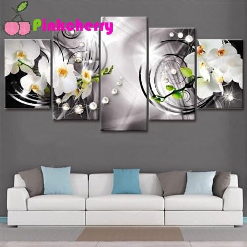 5 Panels diy 5d diamond painting Magnolia Flowers diamond embroidery,mosaic diamonds,full square round diamond cross stitch,k632