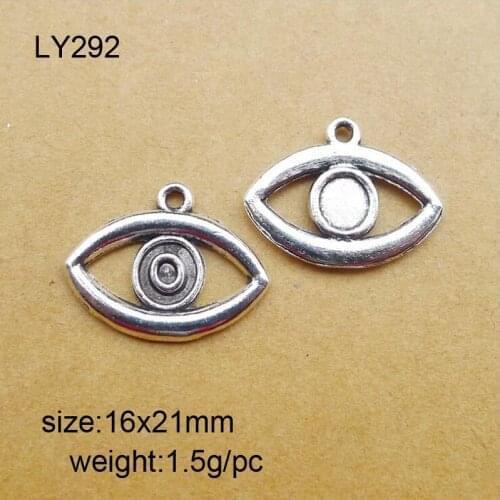 50pcs/lot 16x21mm Antique Silver Zinc Alloy Eye Charms Pendant For Jewelry Making