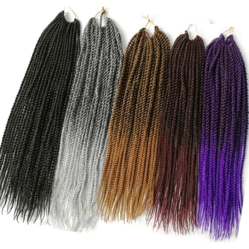 VERVES Ombre Crochet Braids 6 pack,30strands/pack 18'',small Senegalese Twist Hair Synthetic Braiding Hair extensions brown,grey