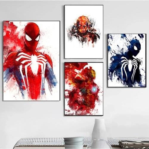 Abstract Marvel Superhero Iron Man Watercolor Anime Art Poster and Print Canvas Painting Wall Art Pictures for Childrens Room