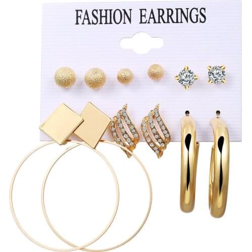 Big Circle Drop Earrings Set for Women Vintage Punk Ear Bijoux Wedding Party Jewelry Gift 2020 Oversize Gold Color Wholesale