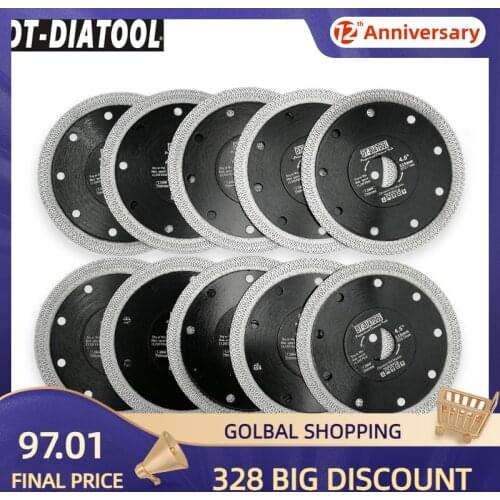 DT-DIATOOL 10pcs/set Dia 115mm/4.5" Diamond Cutting Disc X Mesh Turbo Rim Segment Saw Blades For Ceramic Tile Porcelain Marble