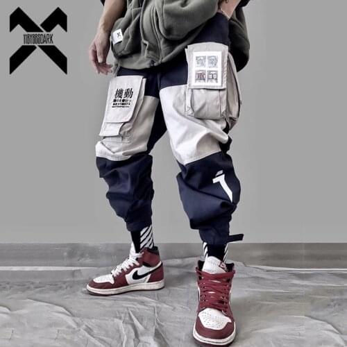 11 BYBBS DARK Cargo Pants Men Hip Hop Multi-pocket Joggers Trousers Elastic Waist Fahsion Harajuku Streetwear Pant Male WX008